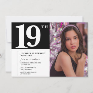 Cartes d'invitation d'anniversaire 19 ans Fille Ch
