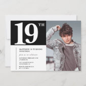 Cartes d'invitation d'anniversaire 19 ans noir Mod (Devant)