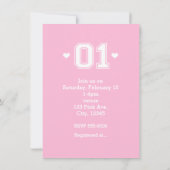 Cartes d'invitation d'anniversaire 1 an Pink Athle (Dos)