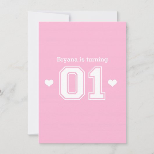 Cartes d'invitation d'anniversaire 1 an Pink Athle (Devant)