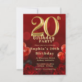 CARTES D'INVITATION D'ANNIVERSAIRE 20 ANS FILLE RO (Devant)
