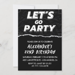 Cartes d'invitation d'anniversaire 22 ans Hommes N