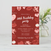 Cartes d'invitation d'anniversaire 39 ans coeurs m (Debout devant)