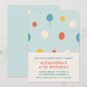 Cartes d'invitation d'anniversaire 41 ans Ballons (Devant / Derrière)
