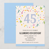 Cartes d'invitation d'anniversaire 45 ans modernes (Devant / Derrière)
