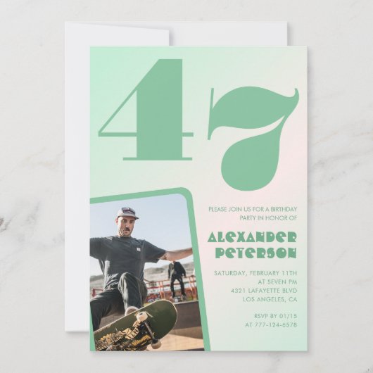 Cartes d'invitation d'anniversaire 47 ans garçon a (Devant)