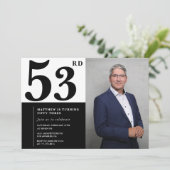 Cartes d'invitation d'anniversaire 53 ans en noir (Debout devant)