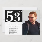 Cartes d'invitation d'anniversaire 53 ans en noir  (Devant)