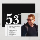 Cartes d'invitation d'anniversaire 53 ans en noir  (Devant / Derrière)
