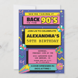 Cartes d'invitation d'anniversaire 58 ans Modern R
