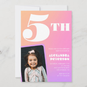 Cartes d'invitation d'anniversaire 5 ans Fille Ros