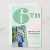 Cartes d'invitation d'anniversaire 6 ans vertes Ph (Devant)