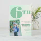 Cartes d'invitation d'anniversaire 6 ans vertes Ph (Debout devant)