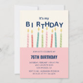 Cartes d'invitation d'anniversaire 76 ans Funny Ca (Devant)