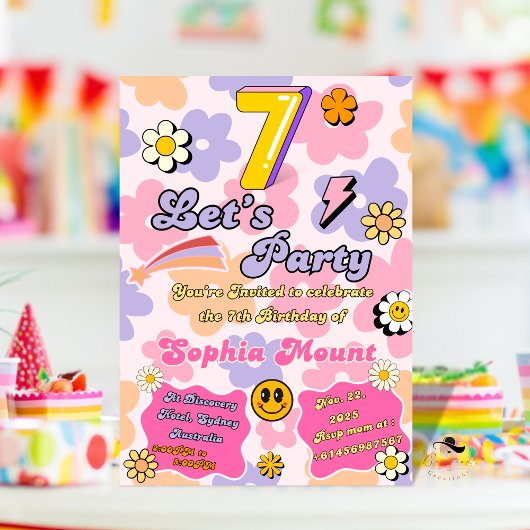Cartes d'invitation d'anniversaire 7 ans à thème f