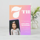 Cartes d'invitation d'anniversaire 7 ans fille ros (Debout devant)