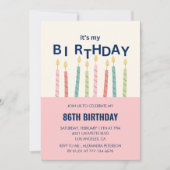 Cartes d'invitation d'anniversaire 86 ans Funny Ca (Devant)