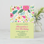 Cartes d'invitation d'anniversaire 91 ans Fleurs C (Debout devant)