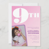 Cartes d'invitation d'anniversaire 9 ans fille dég (Devant)