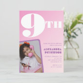Cartes d'invitation d'anniversaire 9 ans fille dég (Debout devant)