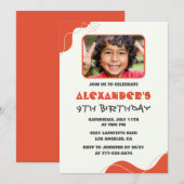 Cartes d'invitation d'anniversaire 9 ans garçon Mo (Devant / Derrière)