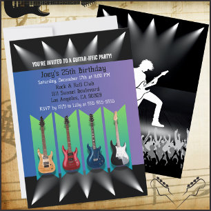 Cartes d'invitation d'anniversaire à la guitare él