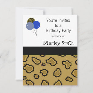 Cartes d'invitation d'anniversaire à motif léopard