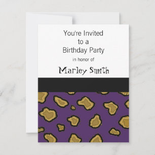 Cartes d'invitation d'anniversaire à motif léopard