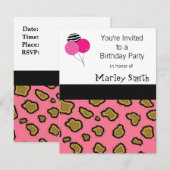 Cartes d'invitation d'anniversaire à motif léopard (Devant / Derrière)