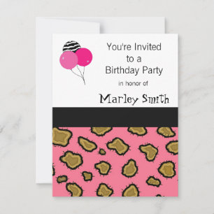 Cartes d'invitation d'anniversaire à motif léopard