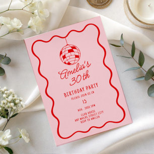 Cartes d'invitation d'anniversaire à motif rétro b