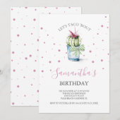 Cartes d'invitation d'anniversaire aquarelle Cactu (Devant / Derrière)