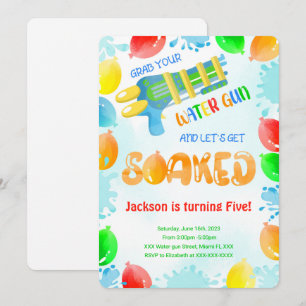 Cartes d'invitation d'anniversaire au pistolet à e