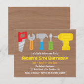 Cartes d'invitation d'anniversaire aux outils de b (Devant / Derrière)