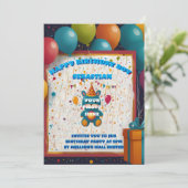 Cartes d'invitation d'anniversaire avec heure et a (Debout devant)