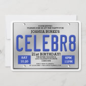 Cartes d'invitation d'anniversaire avec plaque d'i (Devant)