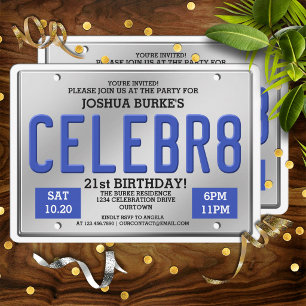 Cartes d'invitation d'anniversaire avec plaque d'i