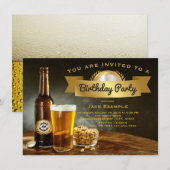 Cartes d'invitation d'anniversaire Bière (Devant / Derrière)