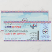 Cartes d'invitation d'anniversaire billet d'avion  (Devant / Derrière)