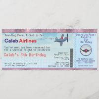 Cartes d'invitation d'anniversaire billet d'avion