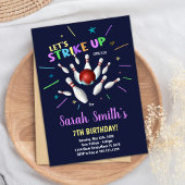 Cartes d'invitation d'anniversaire Bowling Bleu Fo