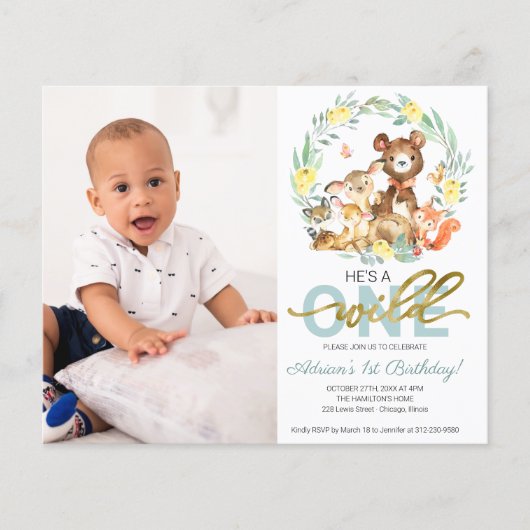 Cartes d'invitation d'anniversaire Budget Wild One (Devant)
