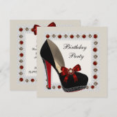 Cartes d'invitation d'anniversaire chaussure à tal (Devant / Derrière)