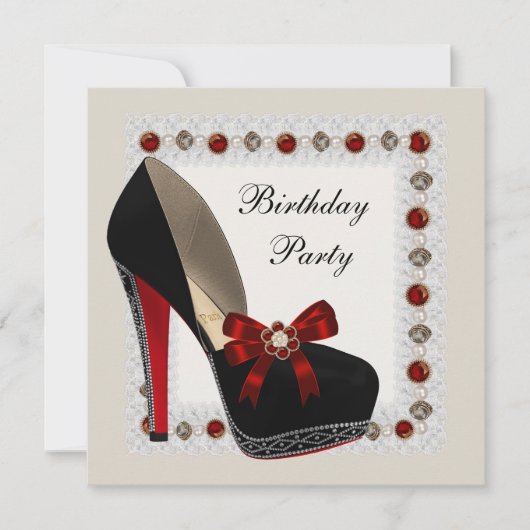 Cartes d'invitation d'anniversaire chaussure à tal (Devant)