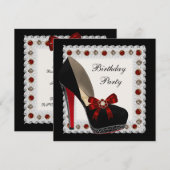Cartes d'invitation d'anniversaire chaussure à tal (Devant / Derrière)