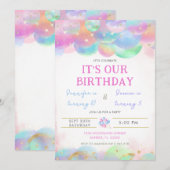 Cartes d'invitation d'anniversaire conjoint avec b (Devant / Derrière)