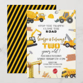 Cartes d'invitation d'anniversaire Construction (Devant / Derrière)