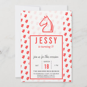 Cartes d'invitation d'anniversaire corail rouge po