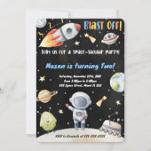 Cartes d'invitation d'anniversaire dans l'espace (Devant)