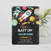Cartes d'invitation d'anniversaire dans l'espace m (Debout devant)